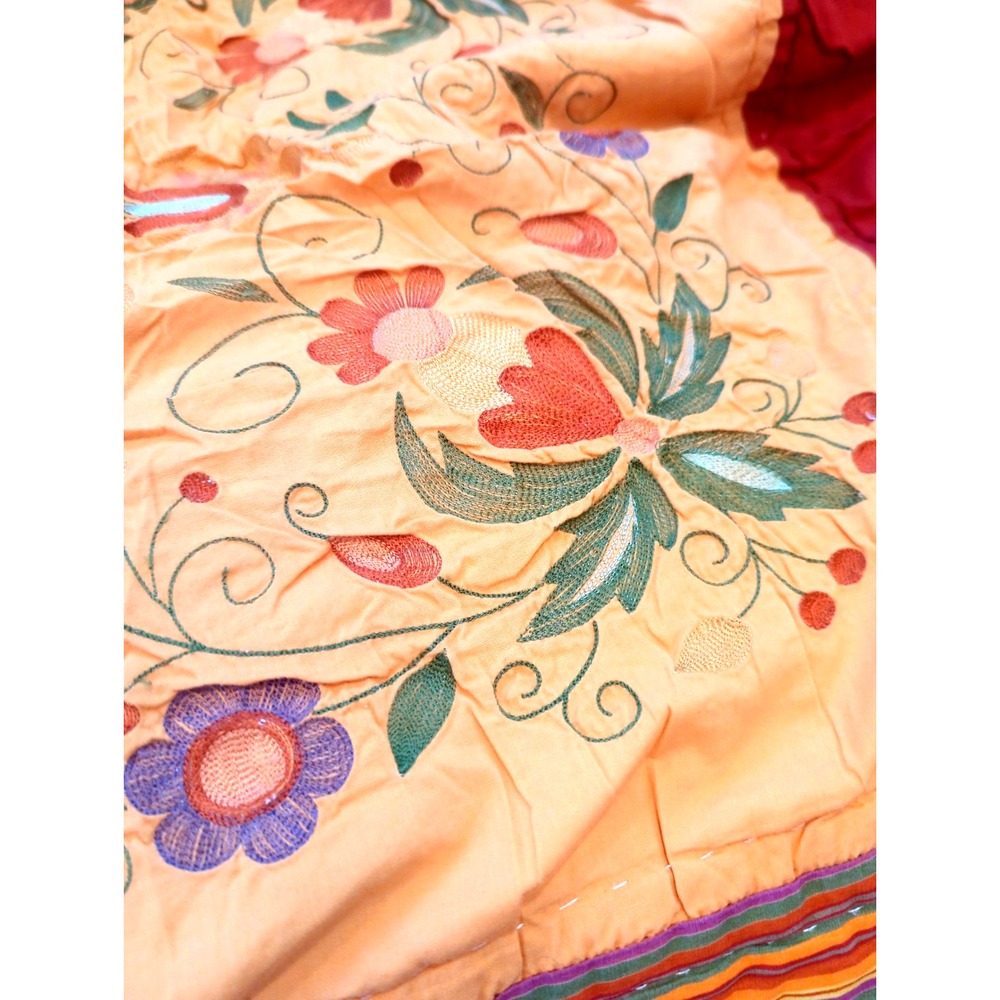 Authentic Vintage Kantha Quilt Throw 80 "x 80" Hand Stitched Pastoral Charm Boho - Picture 6 of 10